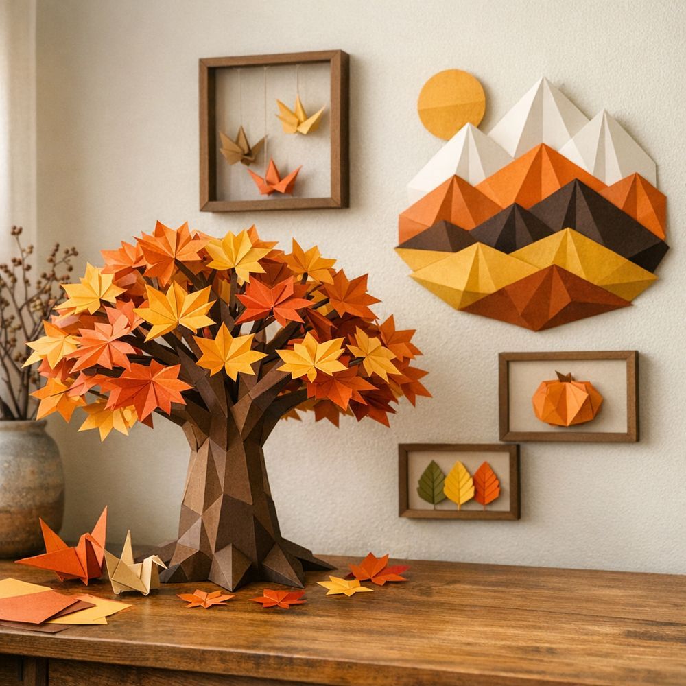 Idées proches : arbre d’automne, origami et décoration murale