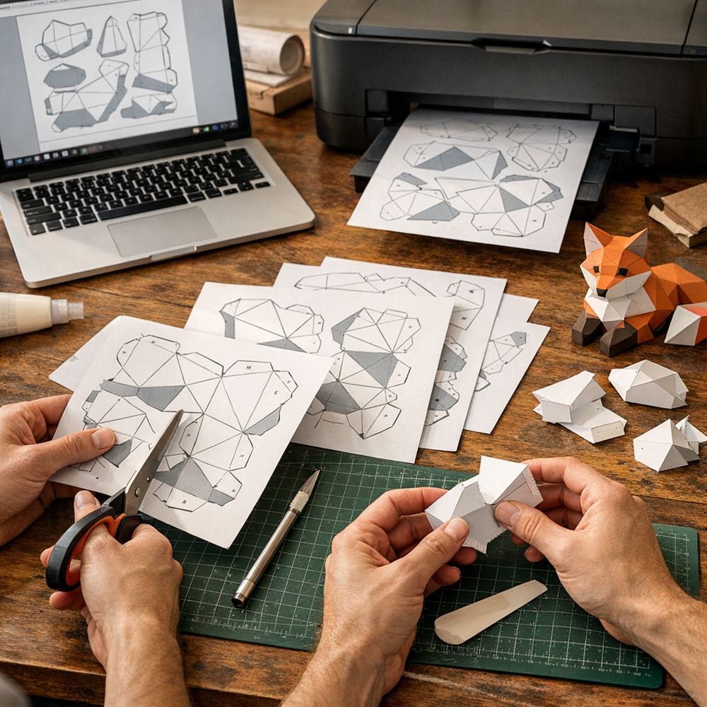 Télécharger, imprimer, couper, plier : les étapes d’un modèle papercraft réussi
