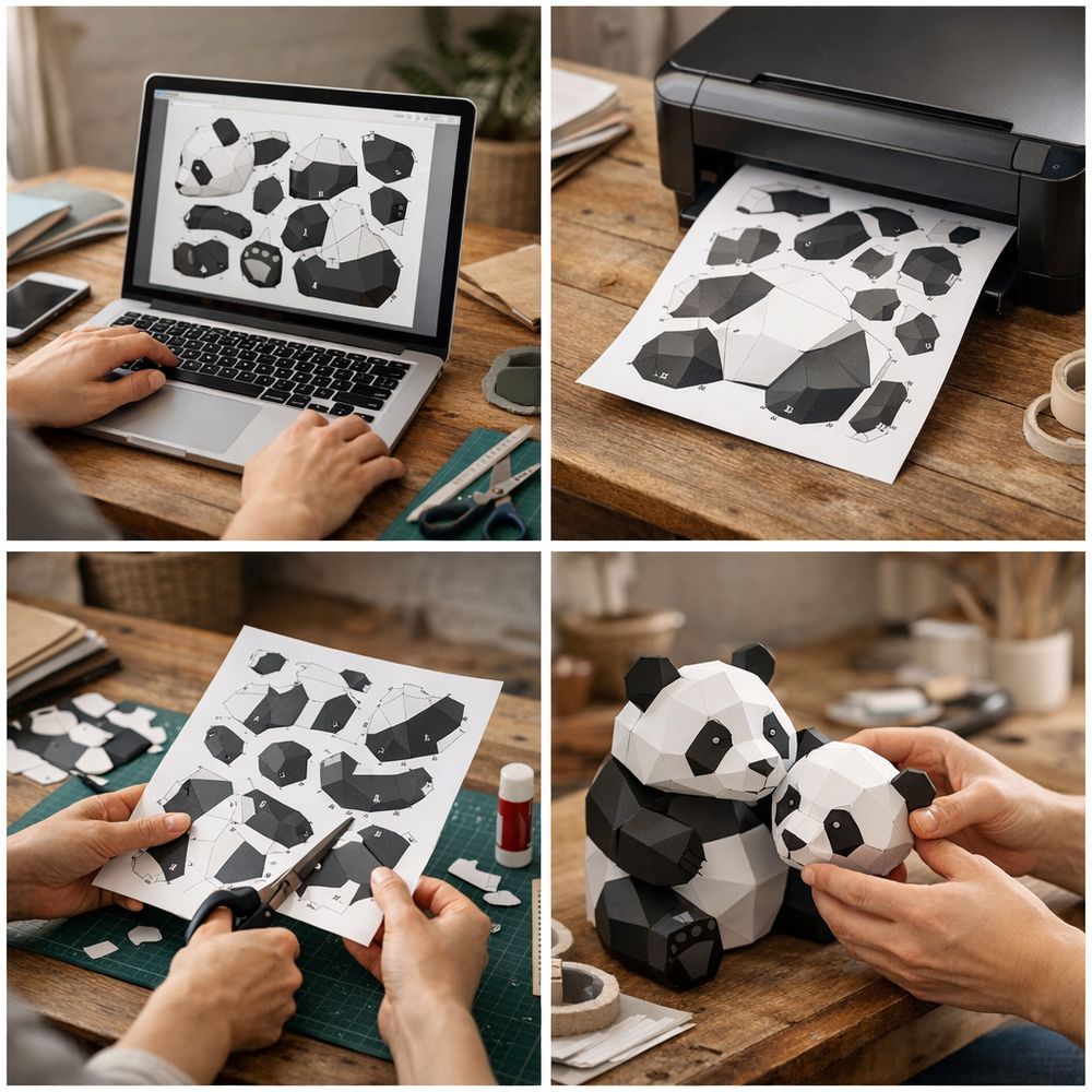 Télécharger, imprimer et assembler le panda en 4 étapes
