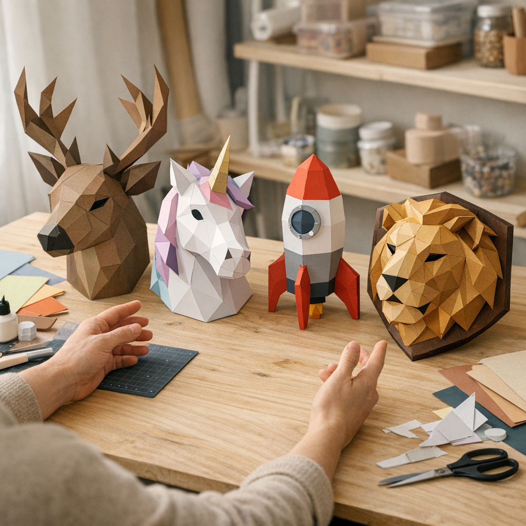 Choisir un premier modèle : tête de cerf, licorne, fusée ou lion trophée ?
